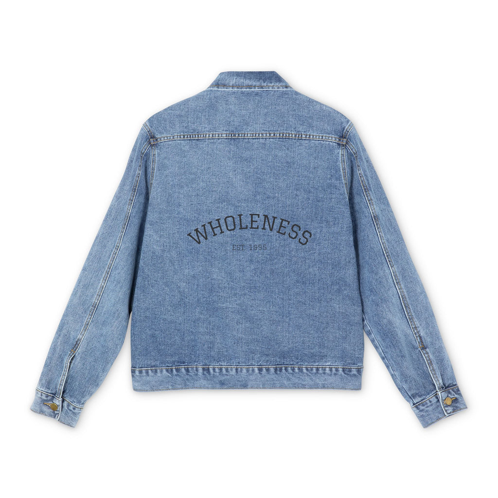 Denim Jacket — 'Wholeness' Embroidered Light Blue Jean Jacket for Men