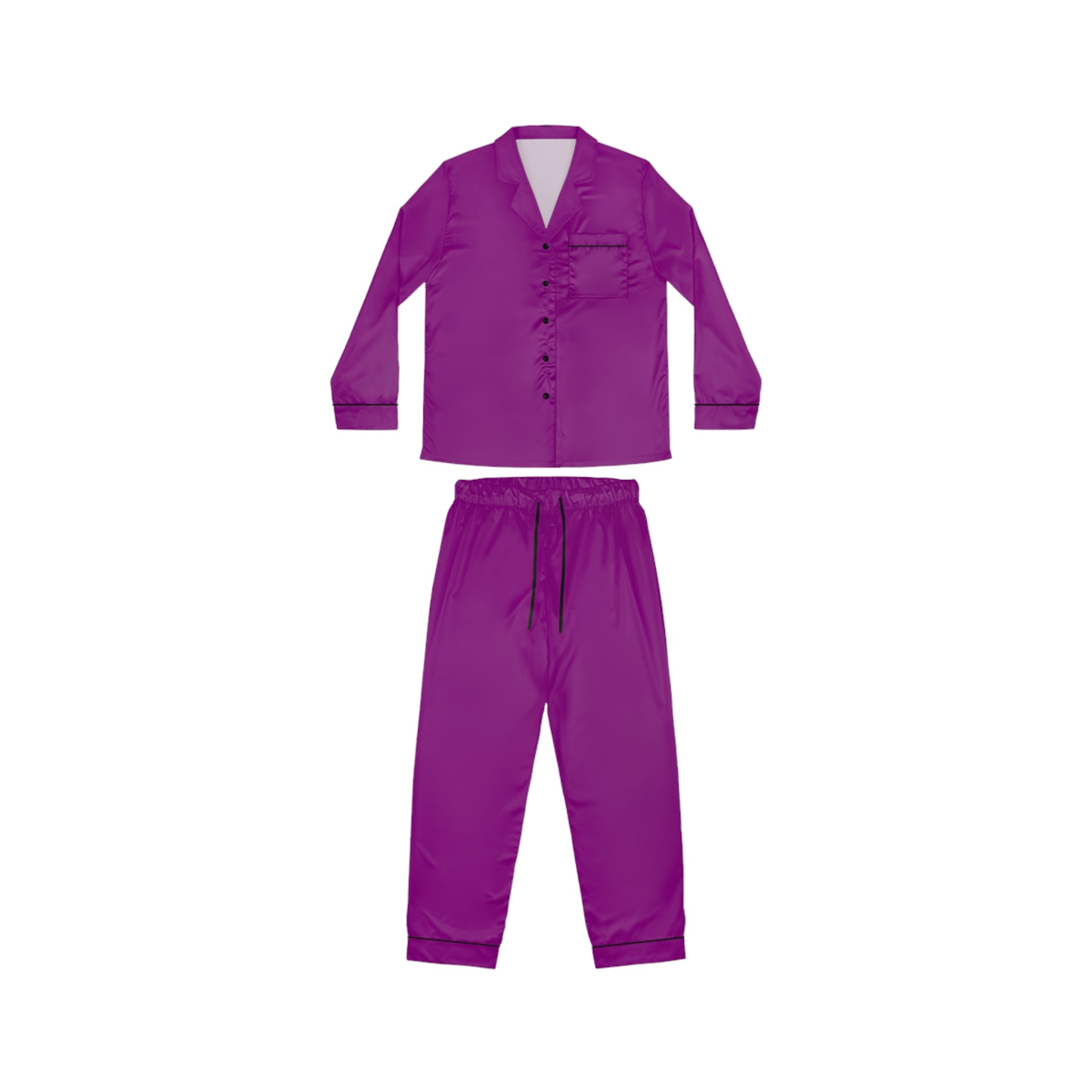 Women's Purple Satin Pajama Set – Luxurious Two-Piece Sleepwear