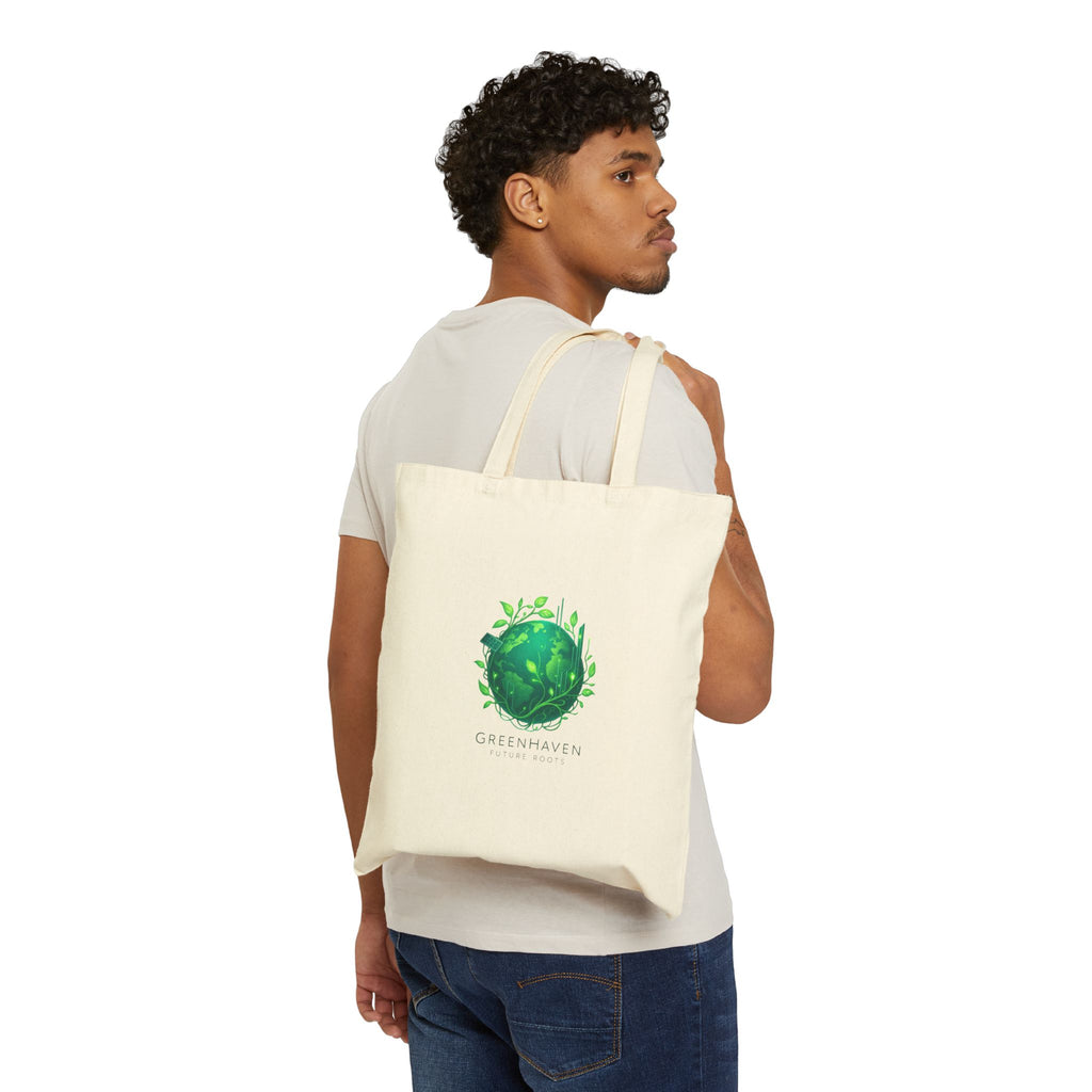 Canvas Tote Bag — Green Earth Botanical Logo Eco Shopper