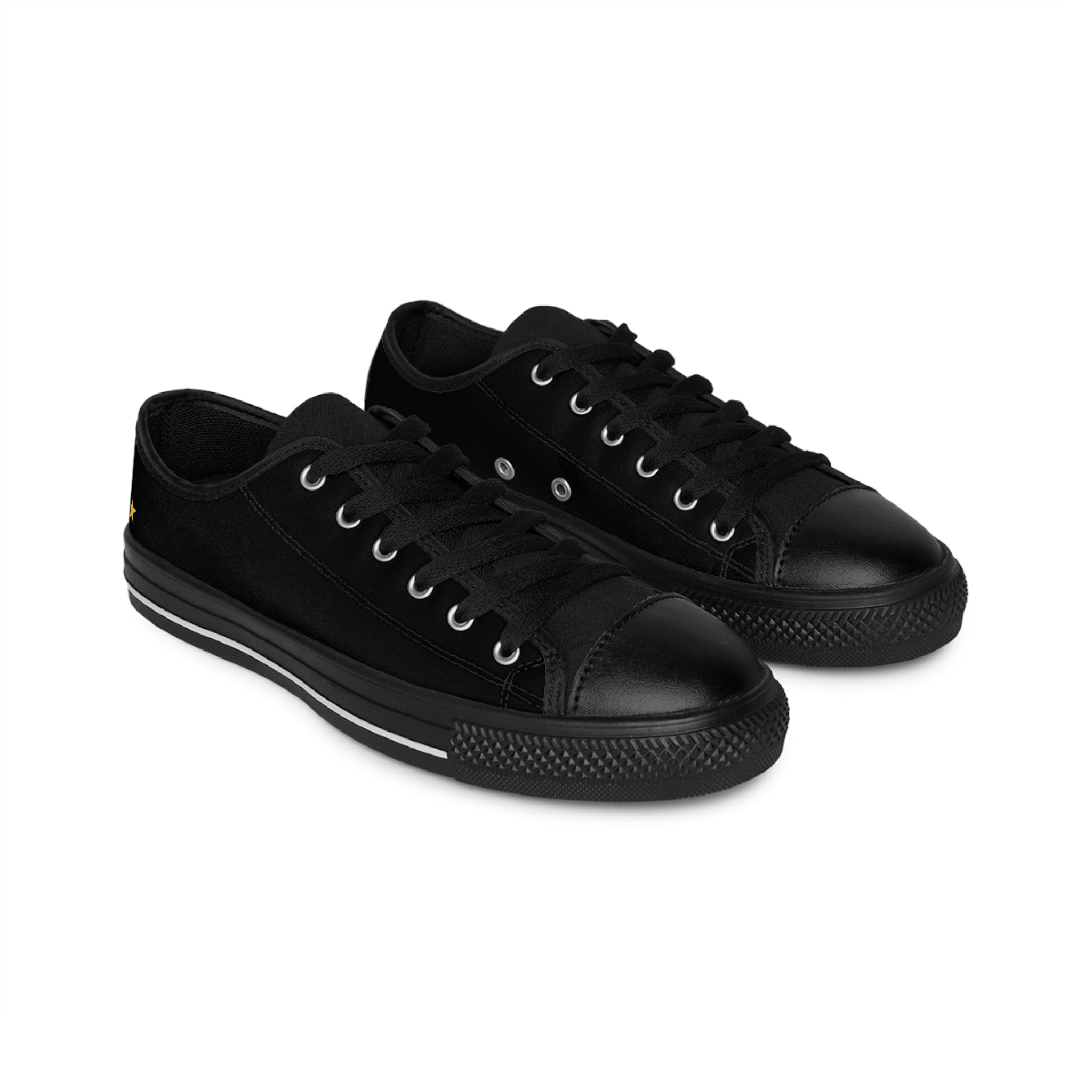Classic Black Canvas Sneakers for Men — Low-Top Casual Shoes with Star Accent
