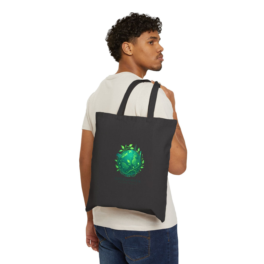 Canvas Tote Bag — Green Earth Botanical Logo Eco Shopper