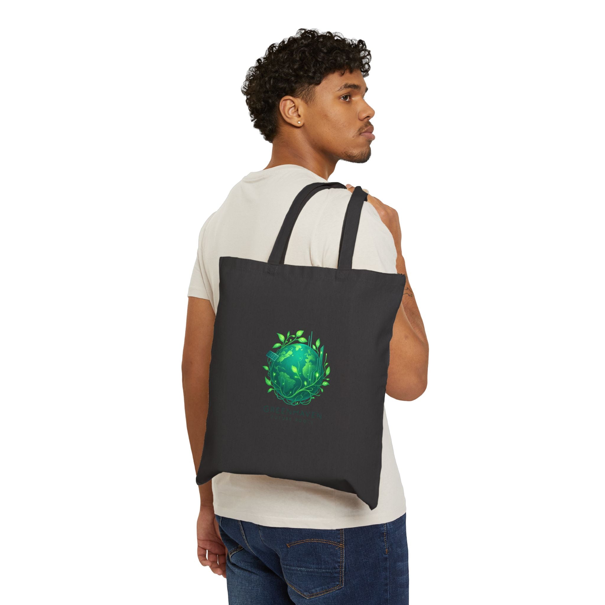 Canvas Tote Bag — Green Earth Botanical Logo Eco Shopper