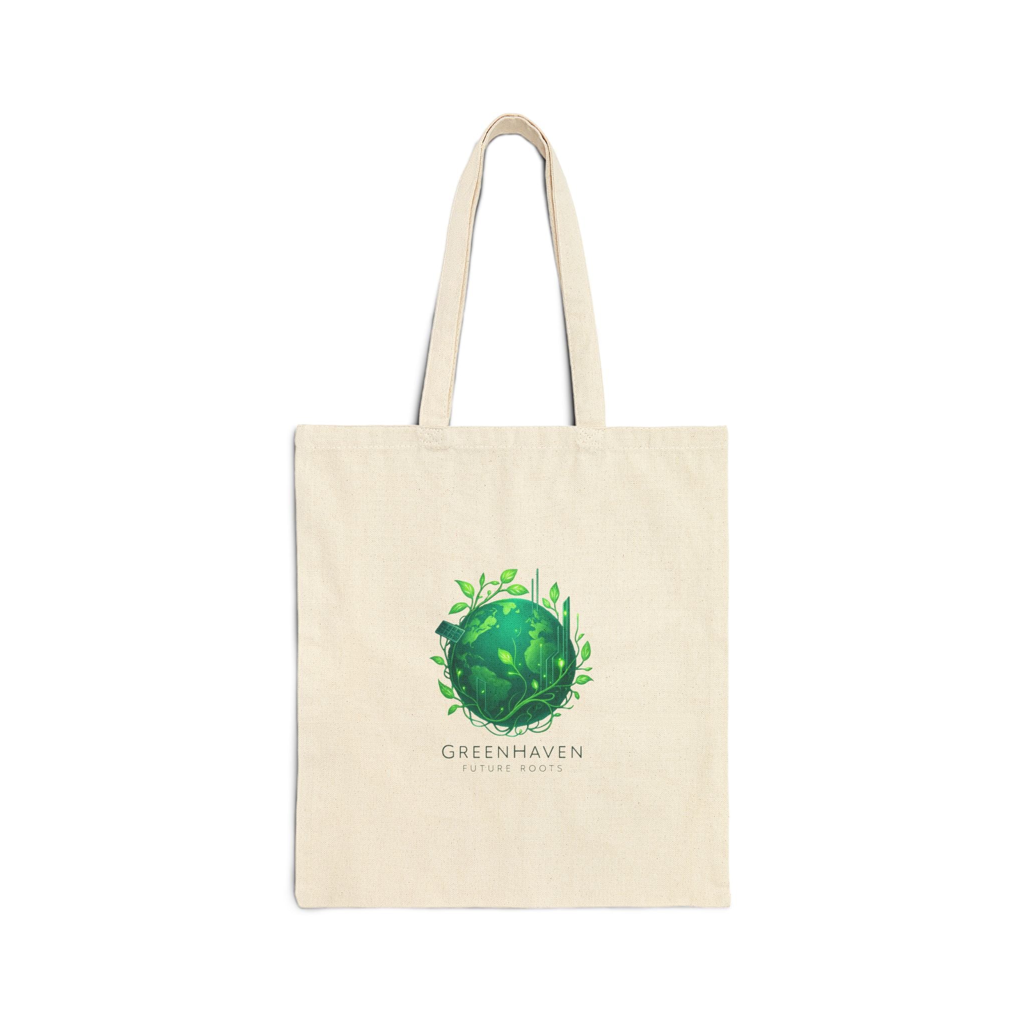 Canvas Tote Bag — Green Earth Botanical Logo Eco Shopper